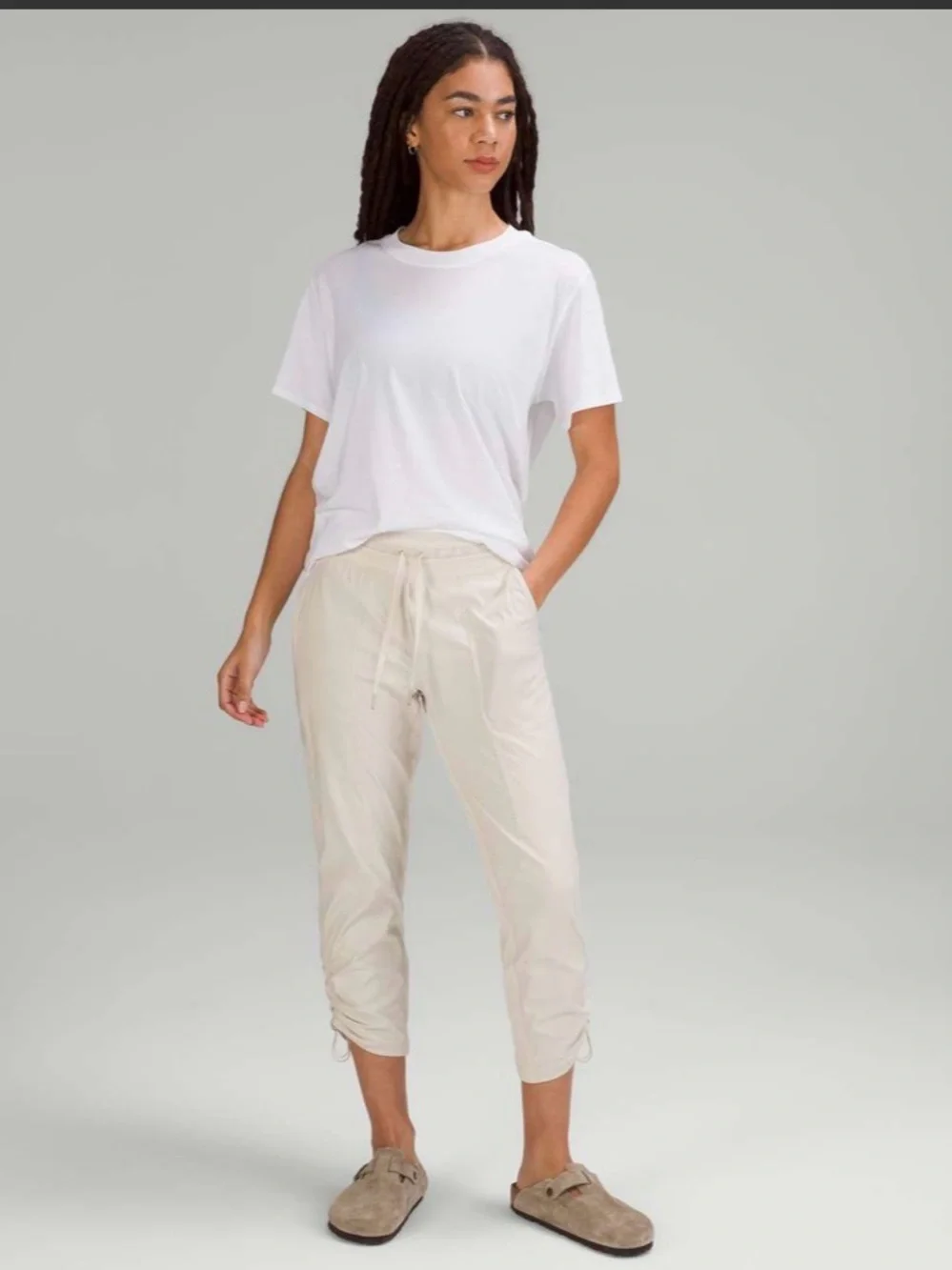 Lululemon Dance Studio Mid-Rise Lined Cropped Pants in White Opal Size 8